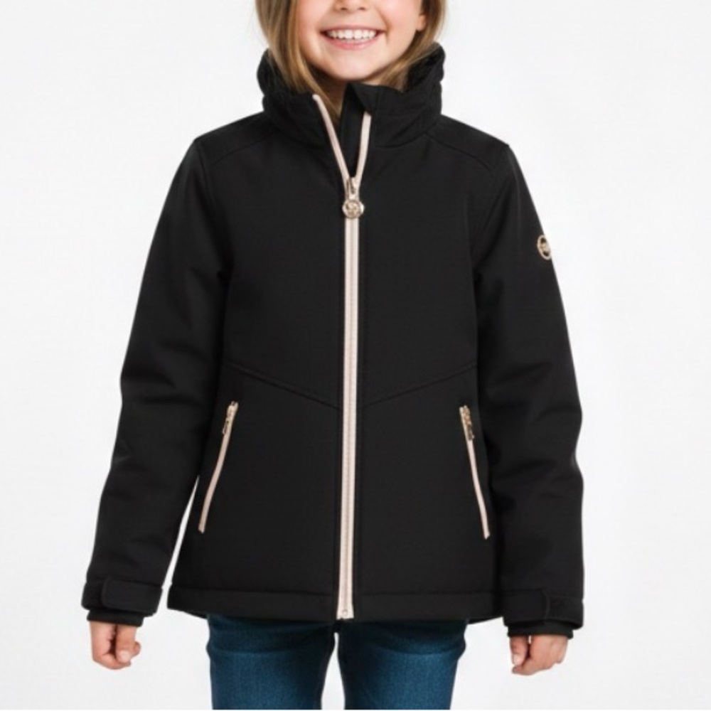 MICHAEL Michael Kors Girl Black Coat with Fur Lining